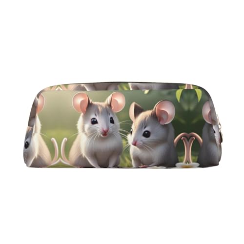 WXZYFP Mäppchen mit verliebter Maus. Das Federmäppchen besteht aus gekreuztem Leder (PVC), Futter aus 100 % Polyester und Vollsiebdruck von WXZYFP