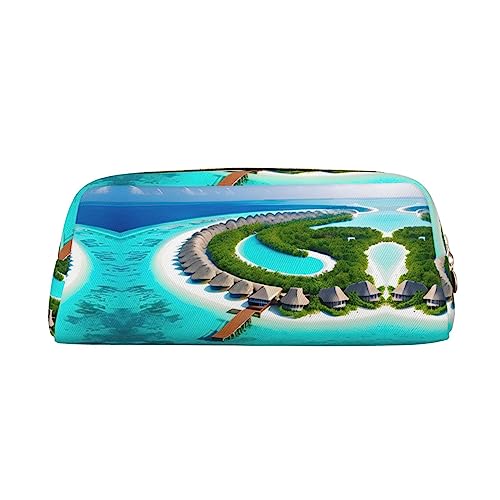 WXZYFP Malediven Scenery Das Federmäppchen ist aus quernarbigem Leder (PVC), 100 % Polyester-Futter und Vollsiebdruck von WXZYFP