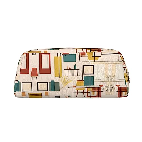 WXZYFP Mid Century Modern: Das Federmäppchen besteht aus quernarbigem Leder (PVC), Futter aus 100 % Polyester und Vollsiebdruck von WXZYFP