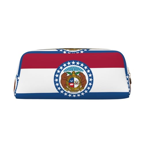 WXZYFP Missouri-Staatsflagge. Das Federmäppchen ist aus quernarbigem Leder (PVC), Futter aus 100 % Polyester und Vollsiebdruck von WXZYFP