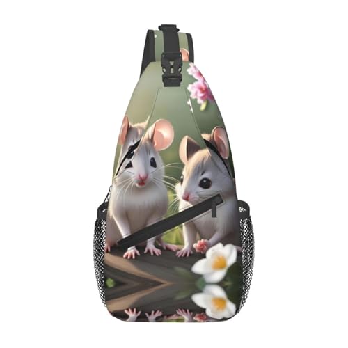 WXZYFP Mouse in Love It ist eine lässige Umhängetasche für Herren mit hoher Speicherkapazität und einer aufgesetzten Tasche auf jeder Seite, Schwarz, Einheitsgröße von WXZYFP
