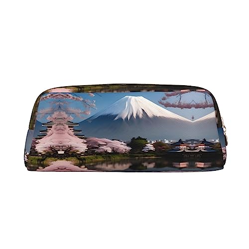 WXZYFP Mt. Fuji im Frühjahr. Das Federmäppchen besteht aus Kreuznarbenleder (PVC), Futter aus 100 % Polyester und Vollsiebdruck von WXZYFP