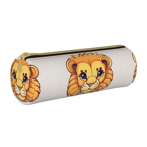 WXZYFP Niedlicher kleiner Löwe, umweltfreundliches Federmäppchen aus genarbtem Leder, leicht und tragbar, geeignet für den täglichen Gebrauch. von WXZYFP