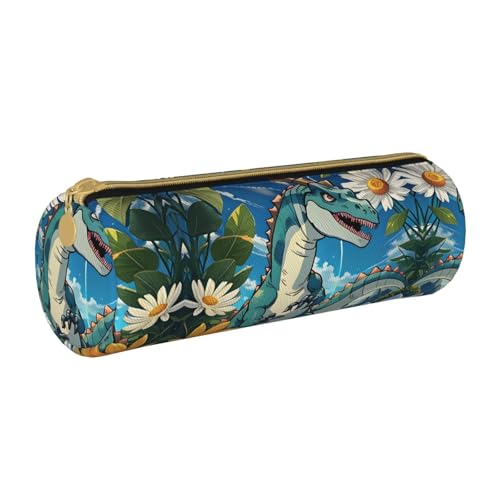 WXZYFP Niedliches Dinosaurier-Federmäppchen, umweltfreundlich, gekreuztes Leder, leicht und tragbar, geeignet für den täglichen Gebrauch. von WXZYFP