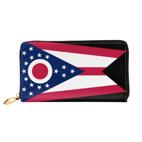 WXZYFP Ohio State Flag Leder lange Geldbörse, doppelseitiger Druck, Mikrofaser-Leder-Material, Unisex, wasserdicht und langlebig von WXZYFP