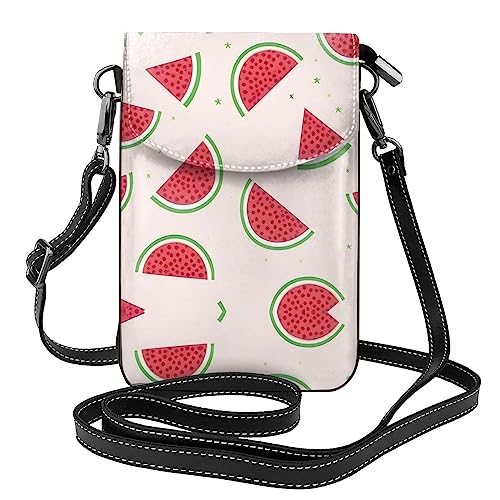 WXZYFP Pinke Wassermelonenleder-Umhängetasche, Flip-Handytasche, Mikrofaser-PU-Leder, geeignet für den täglichen Gebrauch, Schwarz, Einheitsgröße von WXZYFP
