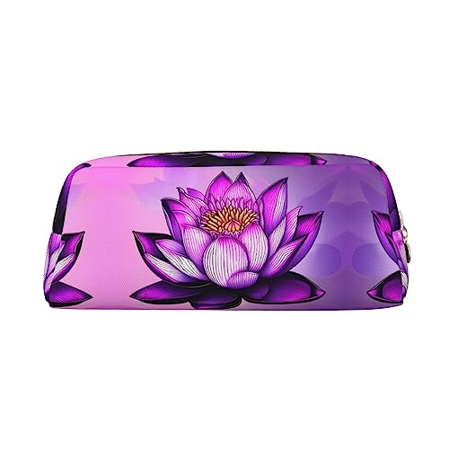 WXZYFP Purple Lotus Das Federmäppchen ist aus quernarbigem Leder (PVC), Futter aus 100 % Polyester und Vollsiebdruck von WXZYFP