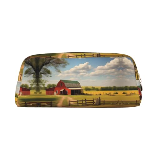 WXZYFP Ranch View: Das Federmäppchen besteht aus gekreuztem Leder (PVC), Futter aus 100 % Polyester und Vollsiebdruck von WXZYFP