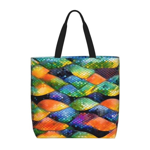 WXZYFP Regenbogenfischschuppe. Es ist eine praktische Schultertasche, geeignet zum Einkaufen, Reisen und für den täglichen Gebrauch. Schwarz, Einheitsgröße von WXZYFP