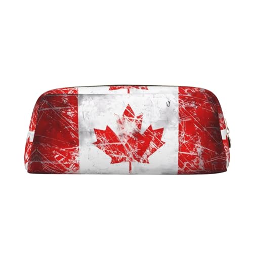 WXZYFP Retro-Kanada-Flagge. Das Federmäppchen ist aus gekreuztem Leder (PVC), Futter aus 100 % Polyester und Vollsiebdruck von WXZYFP