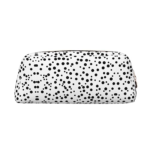WXZYFP Schwarz und Weiß gepunktet. Das Federmäppchen ist aus Kreuznarbenleder (PVC), 100 % Polyester-Futter und Vollsiebdruck von WXZYFP