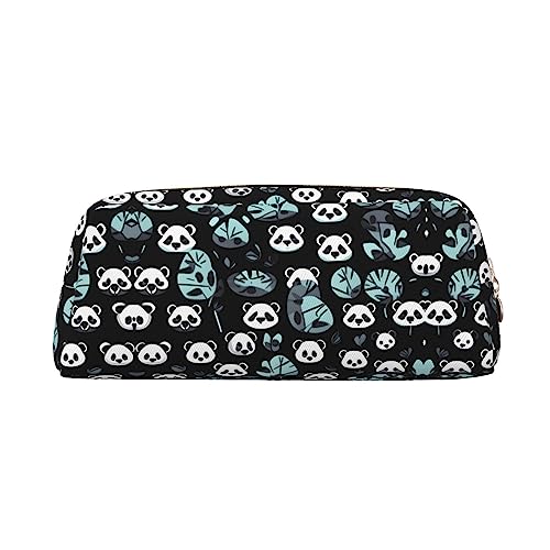 WXZYFP Schwarz-weißes Panda-Gesicht. Das Federmäppchen ist aus genarbtem Leder (PVC), Futter aus 100 % Polyester und Vollsiebdruck von WXZYFP
