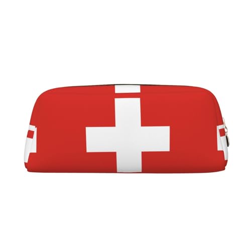 WXZYFP Schweizer Flagge. Das Federmäppchen besteht aus quernarbigem Leder (PVC), Futter aus 100 % Polyester und Vollsiebdruck von WXZYFP