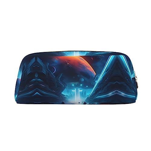 WXZYFP Science Fiction Future Das Federmäppchen besteht aus quernarbigem Leder (PVC), 100 % Polyester-Futter und Vollsiebdruck von WXZYFP