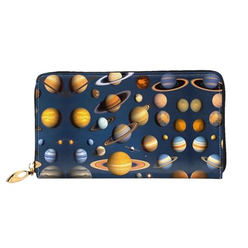 WXZYFP Solar System Planets Leder lange Geldbörse, doppelseitiger Druck, Mikrofaser-Leder-Material, Unisex, wasserdicht und langlebig von WXZYFP