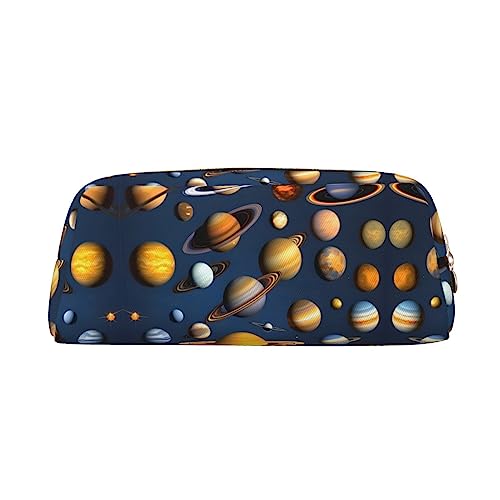 WXZYFP Sonnensystem Planeten: Das Federmäppchen besteht aus quernarbigem Leder (PVC), Futter aus 100 % Polyester und Vollsiebdruck von WXZYFP