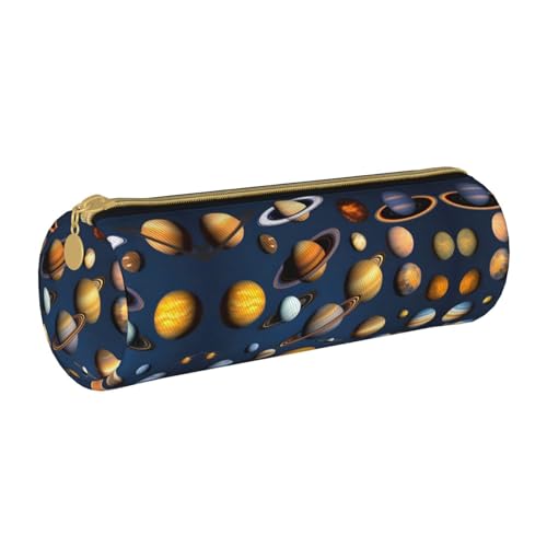 WXZYFP Sonnensystem Planets Federmäppchen, umweltfreundliches Kreuznarbenleder, leicht und tragbar, geeignet für den täglichen Gebrauch. von WXZYFP