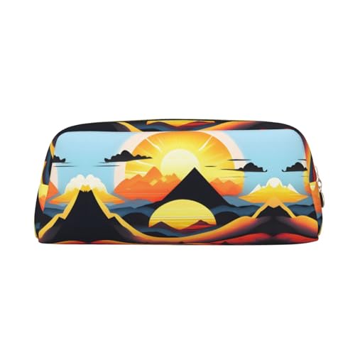 WXZYFP Sunrise Mountain Das Federmäppchen besteht aus quernarbigem Leder (PVC), Futter aus 100 % Polyester und Vollsiebdruck von WXZYFP