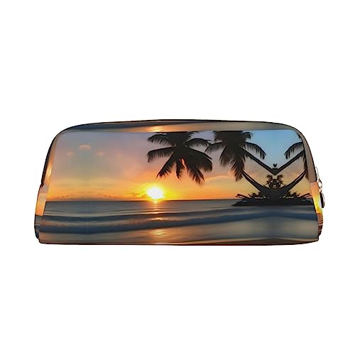 WXZYFP Sunset Beach Das Federmäppchen besteht aus quernarbigem Leder (PVC), Futter aus 100 % Polyester und Vollsiebdruck von WXZYFP