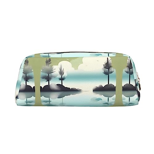 WXZYFP Tranquil Lakes Das Federmäppchen besteht aus quernarbigem Leder (PVC), 100 % Polyester-Futter und Vollsiebdruck von WXZYFP
