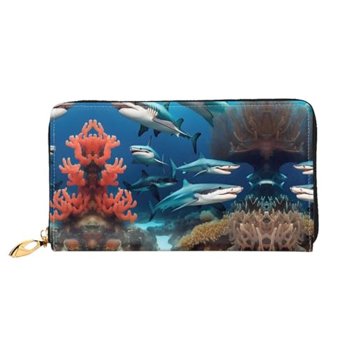 WXZYFP U-Boot-Haifisch-Korallenleder-Geldbörse, doppelseitiger Druck, Mikrofaser-Leder-Material, Unisex, wasserdicht und langlebig von WXZYFP