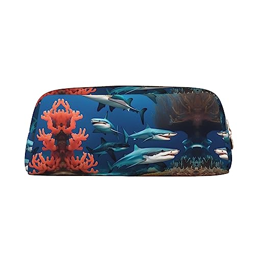 WXZYFP U-Boot-Haifischkoralle. Das Federmäppchen ist aus quernarbigem Leder (PVC), 100 % Polyester-Futter und Vollsiebdruck von WXZYFP