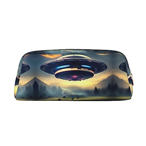 WXZYFP UFO-Landung: Das Federmäppchen besteht aus gekreuztem Leder (PVC), 100 % Polyester-Futter und Vollsiebdruck von WXZYFP