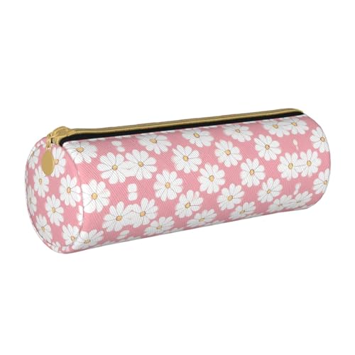 WXZYFP Weiße Chrysanthemen-Texturttabelle, umweltfreundliches Federmäppchen aus genarbtem Leder, leicht und tragbar, geeignet für den täglichen Gebrauch. von WXZYFP