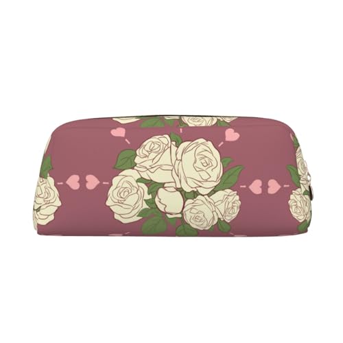 WXZYFP Weiße Rose der Liebe. Das Federmäppchen besteht aus gekreuztem Leder (PVC), Futter aus 100 % Polyester und Vollsiebdruck von WXZYFP