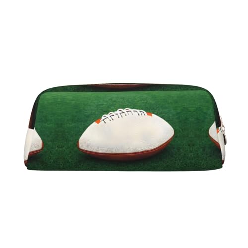 WXZYFP Weißer Rugbyball. Das Federmäppchen ist aus gekreuztem Leder (PVC), Futter aus 100 % Polyester und Vollsiebdruck von WXZYFP