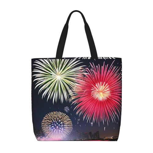 WXZYFP Wunderschönes Feuerwerk. Es ist eine praktische Schultertasche, geeignet zum Einkaufen, Reisen und für den täglichen Gebrauch. Schwarz, Einheitsgröße von WXZYFP