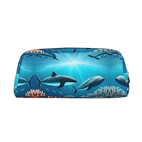 Wale unter dem Meer. Das Federmäppchen besteht aus gekreuztem Leder (PVC), Futter aus 100 % Polyester und Vollsiebdruck von WXZYFP