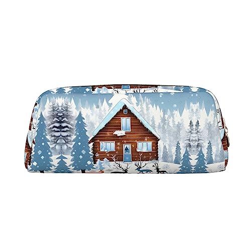 Winter Fawn Das Federmäppchen ist aus quernarbigem Leder (PVC), 100 % Polyester-Futter und Vollsiebdruck von WXZYFP