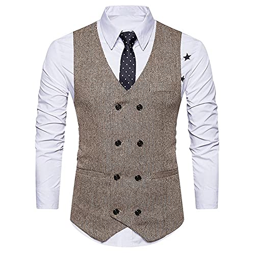 Gilet Herren V Ausschnitt Anzugweste slim fit Blazer Tweed Ärmellos Geschäftsweste Businessweste mit Knopfleiste Herren Formale Hochzeit Party Weste Krawatte Einstecktuch Taschentuch Jacquard Weste von WXZZ