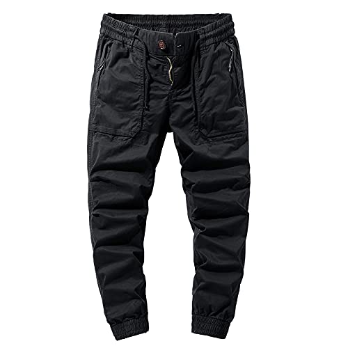 Männer Cargohose Herren Elastischer Bund Füße Binden Jogginghose mit Knopf Reissverschluss Freizeithose Lange Outdoor Chino Hosen Frachthose Arbeitshose Wanderhose Große Größe 2XL 3XL 4XL 5XL 6XL von WXZZ