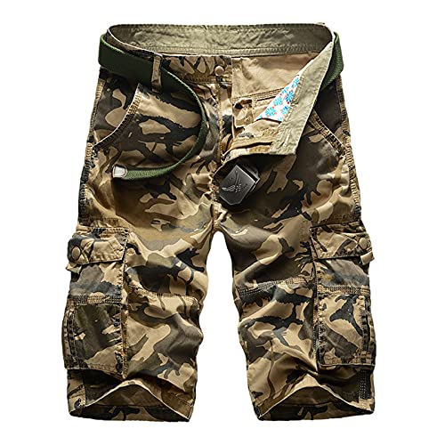 WXZZ Cargo Shorts Herren Camouflage Kein Gürtel Sommer Kurze Hosen Bermuda Shorts Outdoor Wanderhose MTB Hose Sport Chino Shorts Kampfhosen Freizeithose von WXZZ