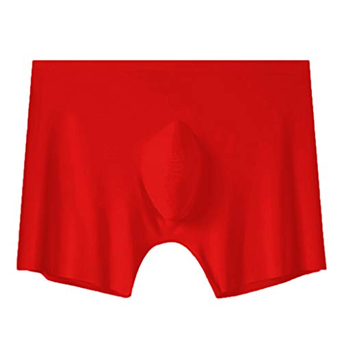 WXZZ Herren Höschen Sexy Boxershort Slips Elephant Bulge Boxer Briefs Shorts Unterhose Eisseide Silky Closed Penis Sheath Transparente Unterwäsche String Tanga von WXZZ