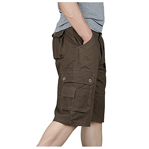 WXZZ Herren Vintage Cargo Shorts Baumwolle Bermuda Casual Kurz Hose Multi-Tasche Carghose Chino Shorts Outdoor Wanderhose Trekkinghose übergrößen M-7XL von WXZZ