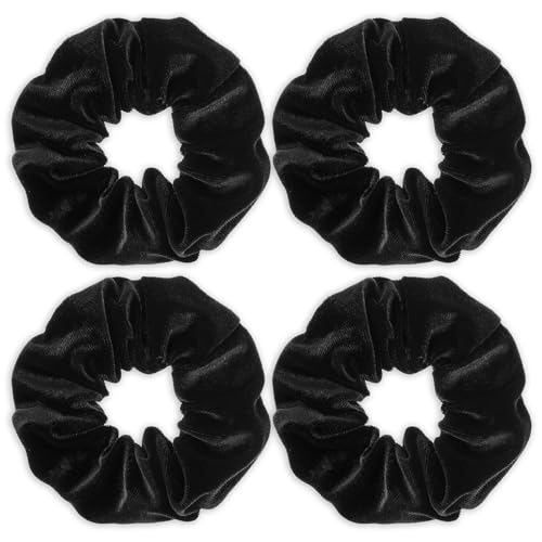 4 Stück Haargummis für Damen Scrunchies Samt Weiche Elastische Haarbänder Modische Zopfgummis Pferdeschwanzhalter Haarschmuck für Teenager und Frauen Karneval Dickes Lockiges Dünnes Feines Haar von WY LIGHTING LEVEL