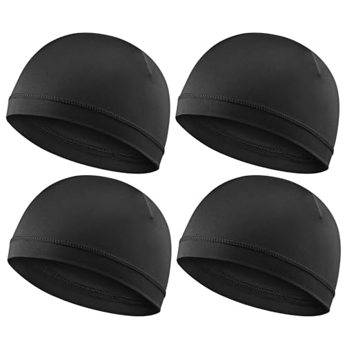 4 Stück Wellenkappen für Männer Seidige Durags Elastisches Band Wellenkappen für 360 540 720 Wellen Weich Atmungsaktiv Satin Durag Unisex Erwachsene Kinder Skullies Mützen Hüte Duschhaube Schwarz von WY LIGHTING LEVEL