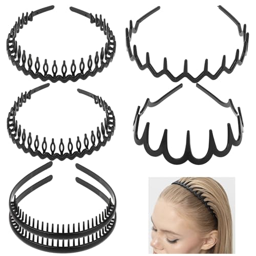 6 Stück Haarreifen Elastisches, Unisex Haarbänder mit Rutschfesten Zähnen Kunststoff rutschfestes Stirnband Zickzack Haarband Anti-rutsch Haar-Accessoire für Sport Yoga Make-up Waschen Männer Frauen 6 Stück Haarreifen Elastisches, Unisex Haarbänder mit Rutschfesten Zähnen Kunststoff rutschfestes Stirnband Zickzack Haarband Anti-rutsch Haar-Accessoire für Sport Yoga Make-up Waschen Männer Frauen von WY LIGHTING LEVEL