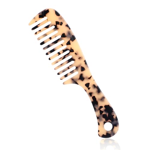 Breiter Zahnkamm Großer Haarentwirrungskamm Professionelle Damen Haarpflege Antistatischer Kamm Handgriff Haarbürste Geeignet für Lockiges Haar Langes Haar (Leichter Leopardenprint) von WY LIGHTING LEVEL