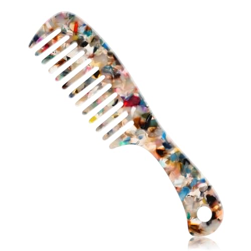 Breiter Zahnkamm Großer Haarentwirrungskamm Professionelle Damen Haarpflege Antistatischer Kamm Handgriff Haarbürste Geeignet für Lockiges Haar Langes Haar Nasses Haar (Blumen) von WY LIGHTING LEVEL