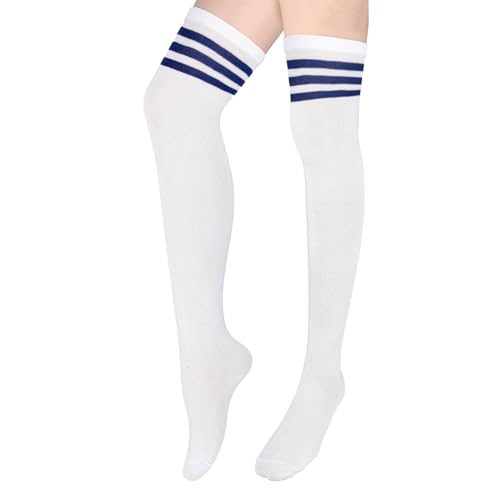 WY LIGHTING LEVEL Thigh High Gestreifte Socks Thermo Kniestrümpfe für Damen Lange Socken Kniestrümpfe Baumwolle Overknees Strümpfe Damen Winter Knee High Socks von WY LIGHTING LEVEL