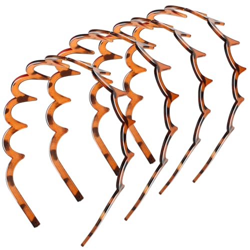 Zickzack Haarreif 4 Stück Haifischzahn Haarkamm Haarband Gewellte Kunststoff Stirnband Make Up Haarreif für Sport Fitness Tägliches für Damen Und Mädchen (Leopard) von WY LIGHTING LEVEL