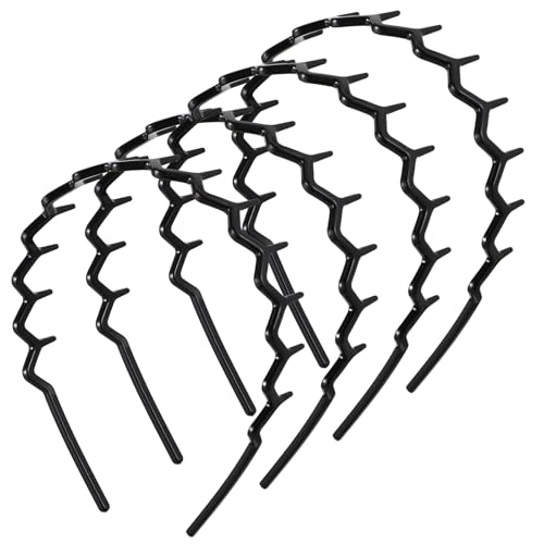 Zickzack Haarreif 4 Stück Haifischzahn Haarkamm Haarband Gewellte Kunststoff Stirnband Make Up Haarreif für Sport Fitness Tägliches für Damen und Mädchen (Vollschwarz) von WY LIGHTING LEVEL