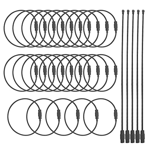 WYAN 30 Stück 15cm Black Schlüsselanhänger Stahldraht,Draht Schlüsselanhänger,für Wandergepäck Outdoor von WYAN