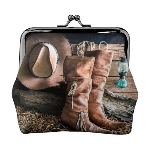 Cowgirl-Stiefelhut mit Bauernhof-Druck, minimalistisch, leicht, für Schule und Arbeit, Pendler, Schwarz , Einheitsgröße, Münztasche von WYCZHY