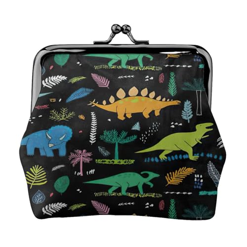 Dinosaurier-Palmblatt-Druck, minimalistisch, leicht, für Schule und Arbeit, Pendler, Schwarz , Einheitsgröße, Münztasche von WYCZHY
