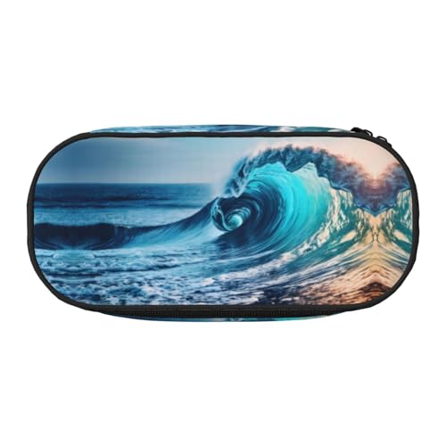 Federmäppchen mit hoher Kapazität, Motiv: Ozean, Meereswelle, Federmäppchen, Organizer, Federmäppchen, ästhetisches Zubehör für Erwachsene, Schwarz , Einheitsgröße, Taschen-Organizer von WYCZHY